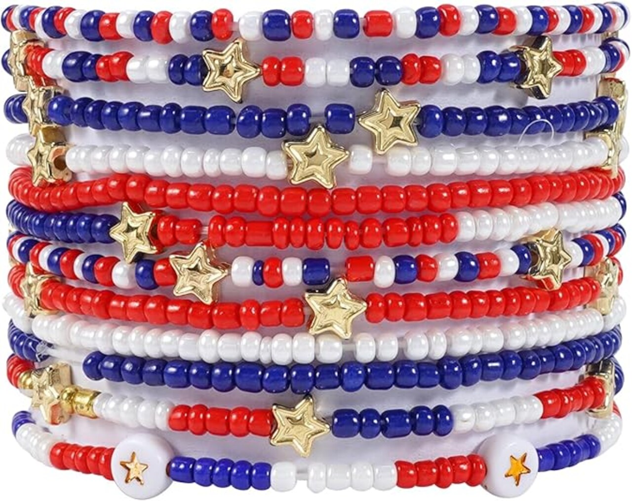 Holiday Beaded Heishi Bracelet Set - Patriotic USA Flag, St. Patrick’s Day, Mardi Gras, & Rainbow Pride Jewelry - Seasonal Gift Bundle